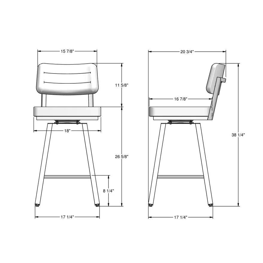 Phoebe - Swivel Stool with Upholstered Seat and Backrest by Amisco - 41571