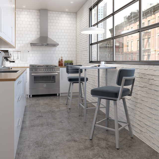 Phoebe - Swivel Stool with Upholstered Seat and Backrest by Amisco - 41571 - Stools Canada