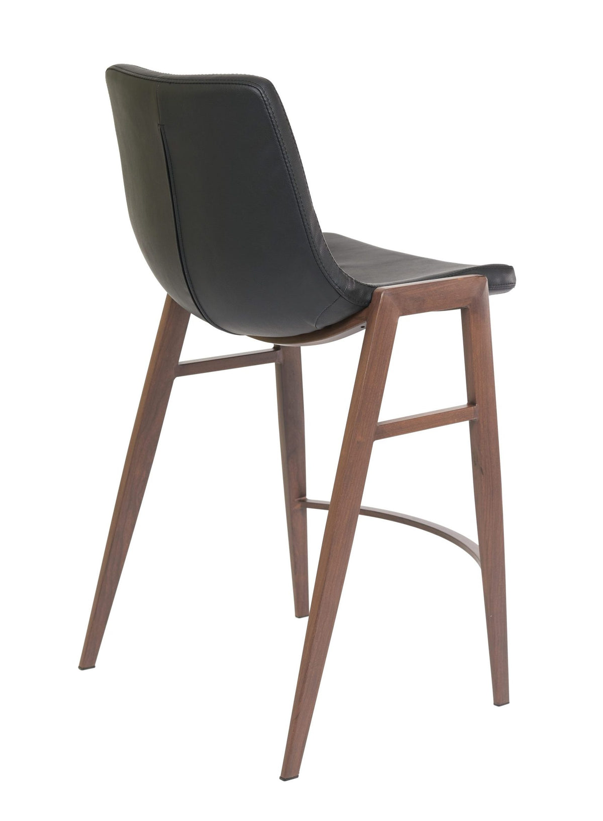 Moon – Stationary Stool with Faux Leather Black Seat and Backrest by Furnishings Mate – Faux Wood Walnut Steel Frame