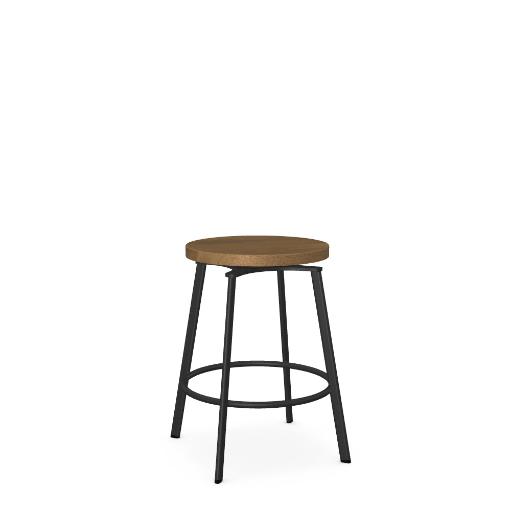 Skyla - Swivel Stool with Wood Seat by Amisco - 42344B - Stools Canada
