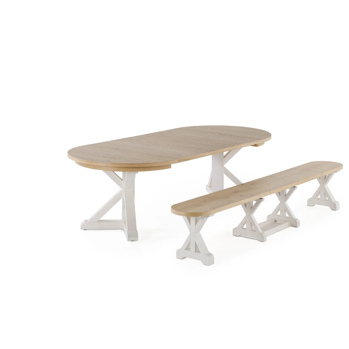 Gather Dining Set: Round Table + 1 Bench