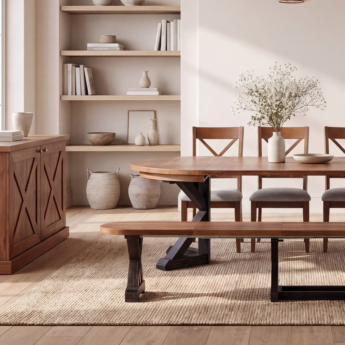 Gather Extendable Curved-End Bench