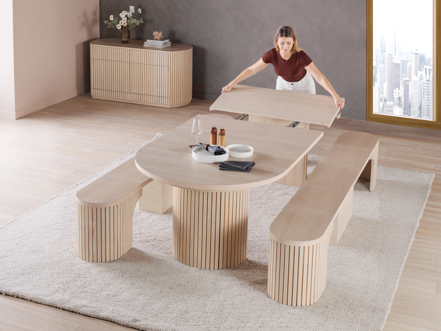 Transformer Round Dining Set - The Gathering | Table, 2x Transformer Round Bench