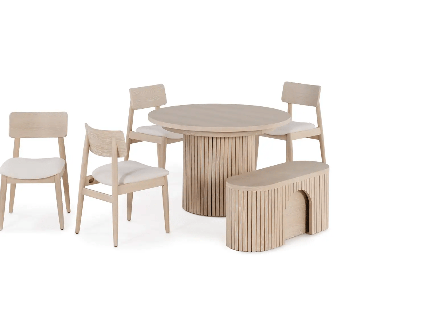 Transformer Round Dining Set - The Host | Table, 4x Chairs & Bench