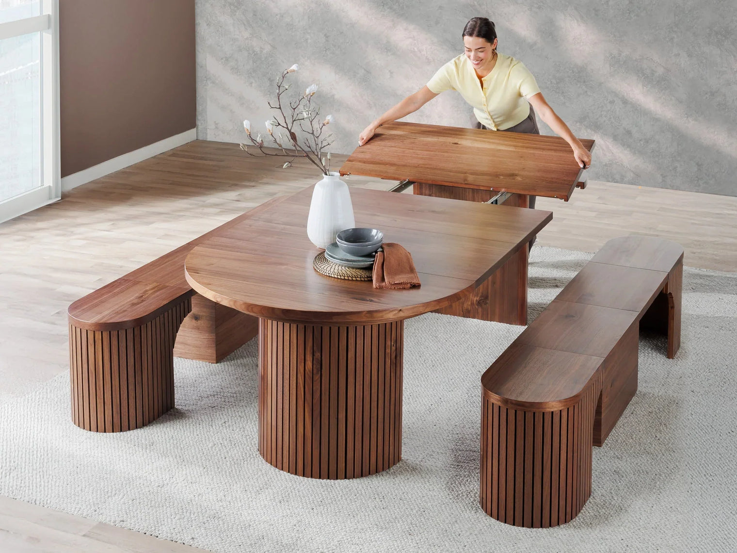Transformer Round Dining Set - The Gathering | Table, 2x Transformer Round Bench