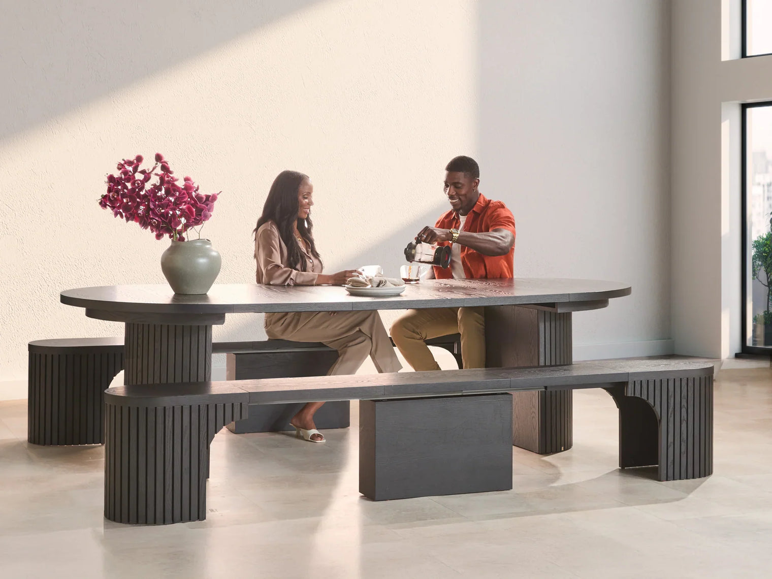Transformer Round Dining Set - The Gathering | Table, 2x Transformer Round Bench