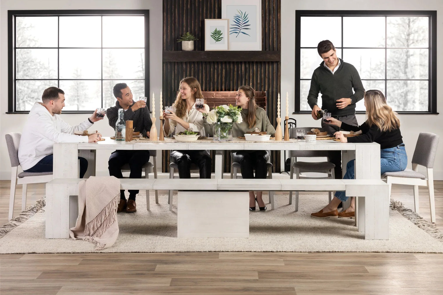 Transformer Dining Set - The Host | Table, 4x Chairs & Bench