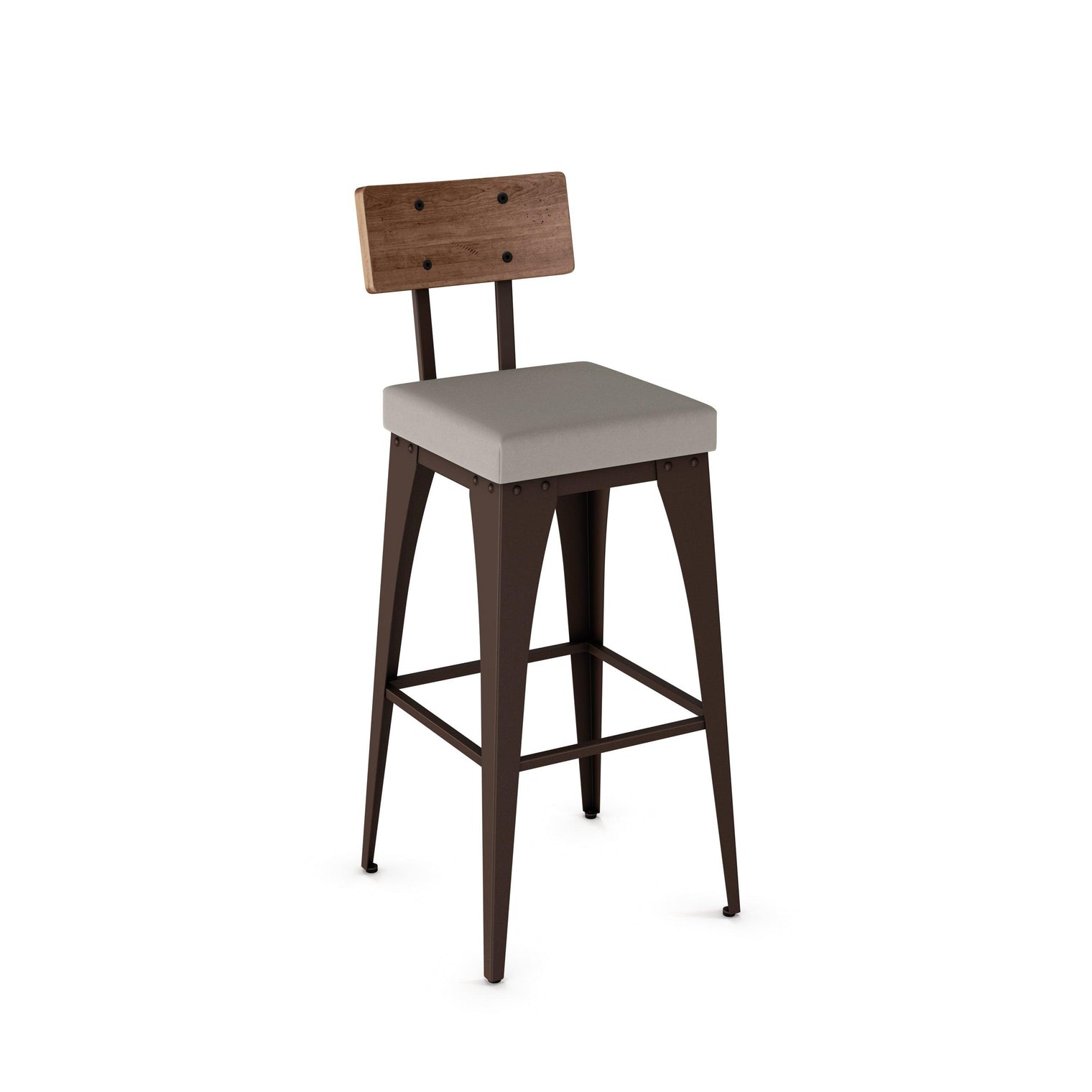 Upright - Stationary Stool with Upholstered Seat and Distressed Wood Backrest by Amisco – 40264 - Stools Canada