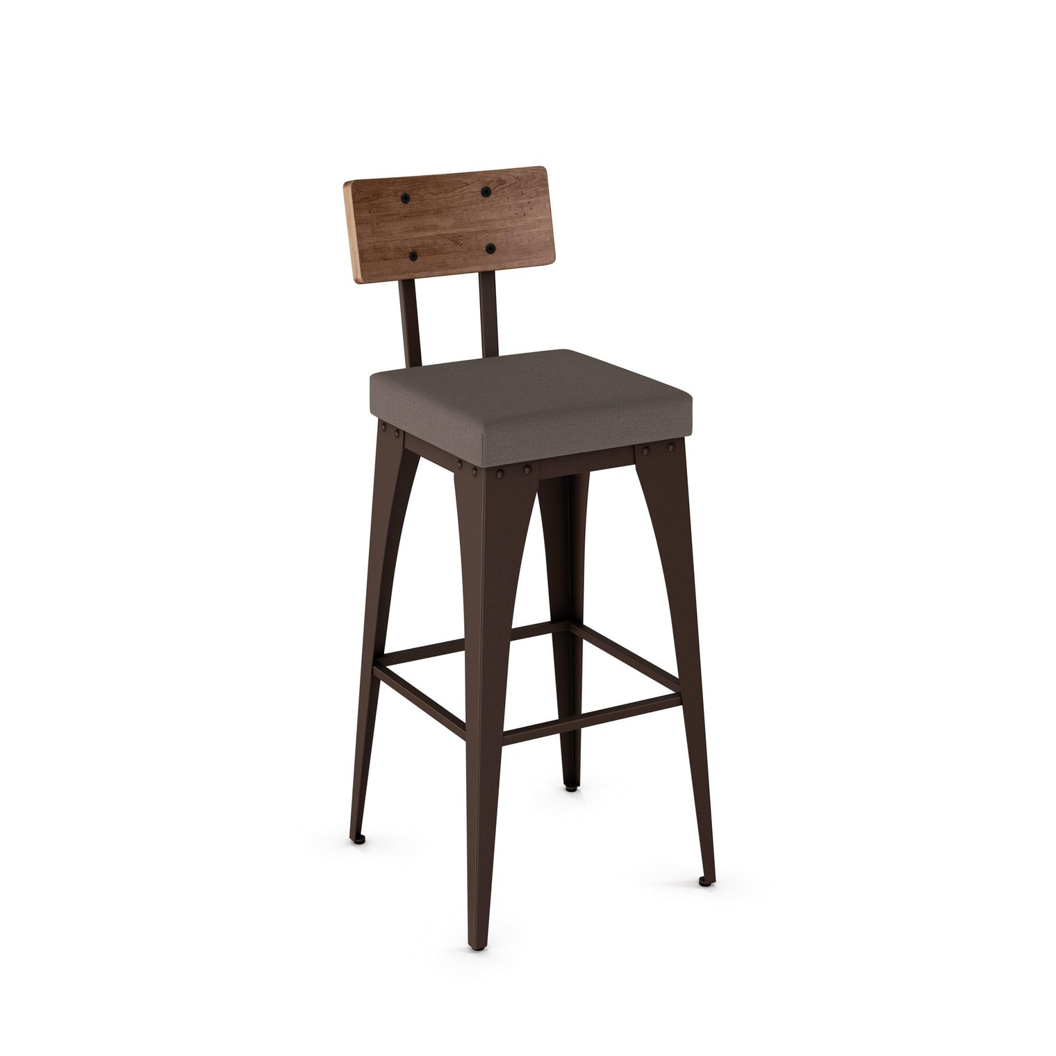Upright - Stationary Stool with Upholstered Seat and Distressed Wood Backrest by Amisco – 40264 - Stools Canada