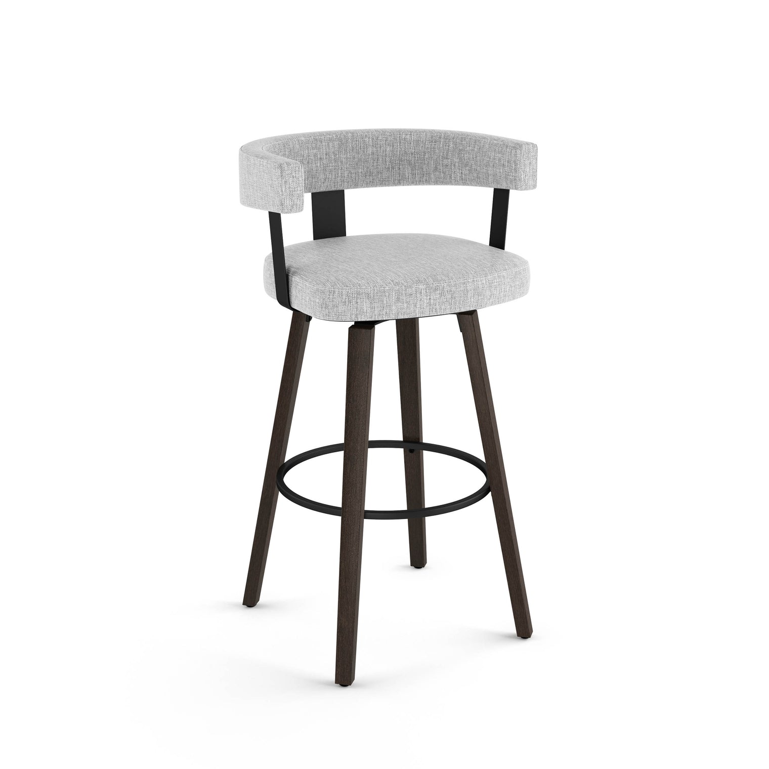 Fletcher Wood Stool - Swivel Stool with Upholstered Seat and Backrest by Amisco 41212 - Stools Canada