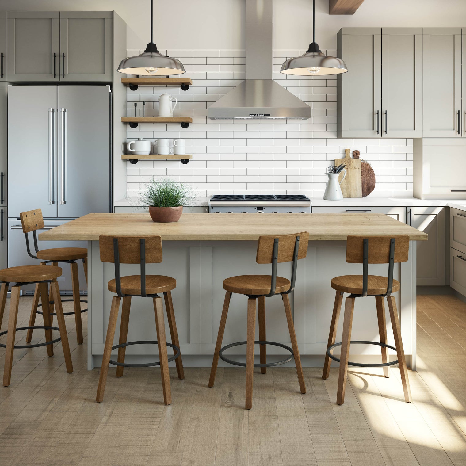 Esteban Wood Stool- Swivel Stool with Wood Seat, Backrest and Legs by Amisco 41273 - Stools Canada