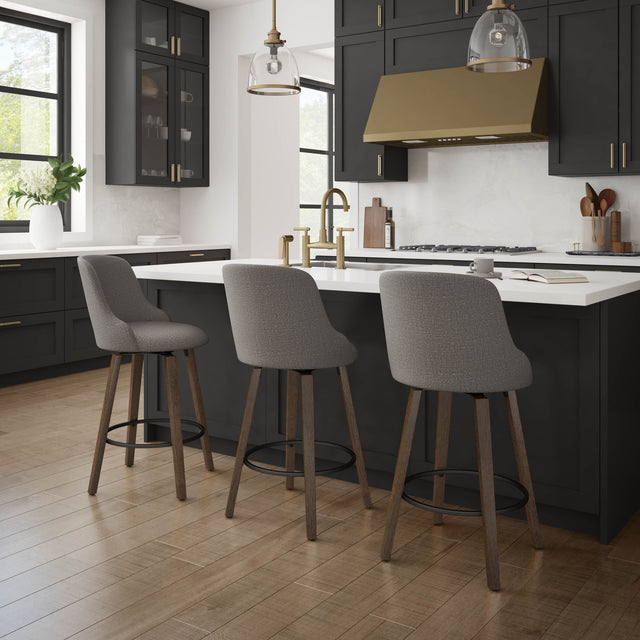 Diaz Wood Stool - Swivel Stool with Upholstered Seat and Backrest by Amisco 41297 - Stools Canada