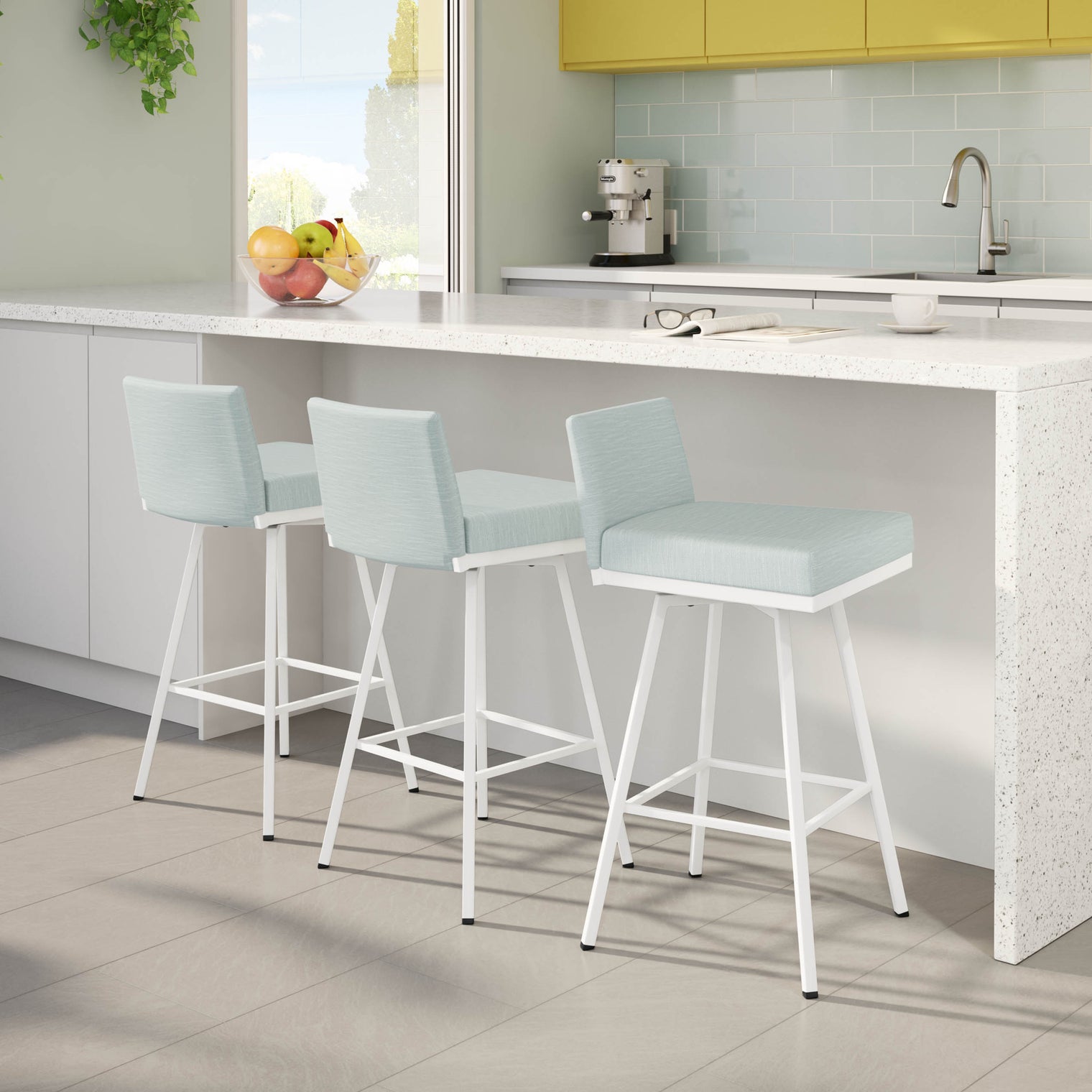 Linea Low Back - Swivel Stool with Upholstered Seat and Backrest by Amisco 41321 - Stools Canada