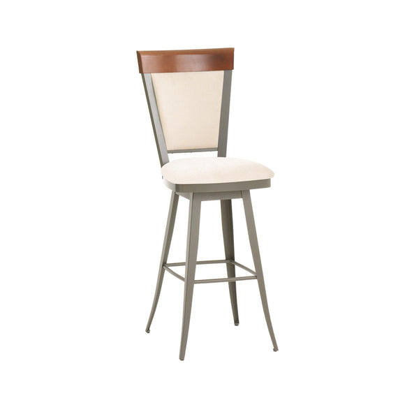 Eleanor - Swivel Stool with Memory Return, Upholstered Seat and Backrest with Wood Accent by Amisco - 41410 - Stools Canada