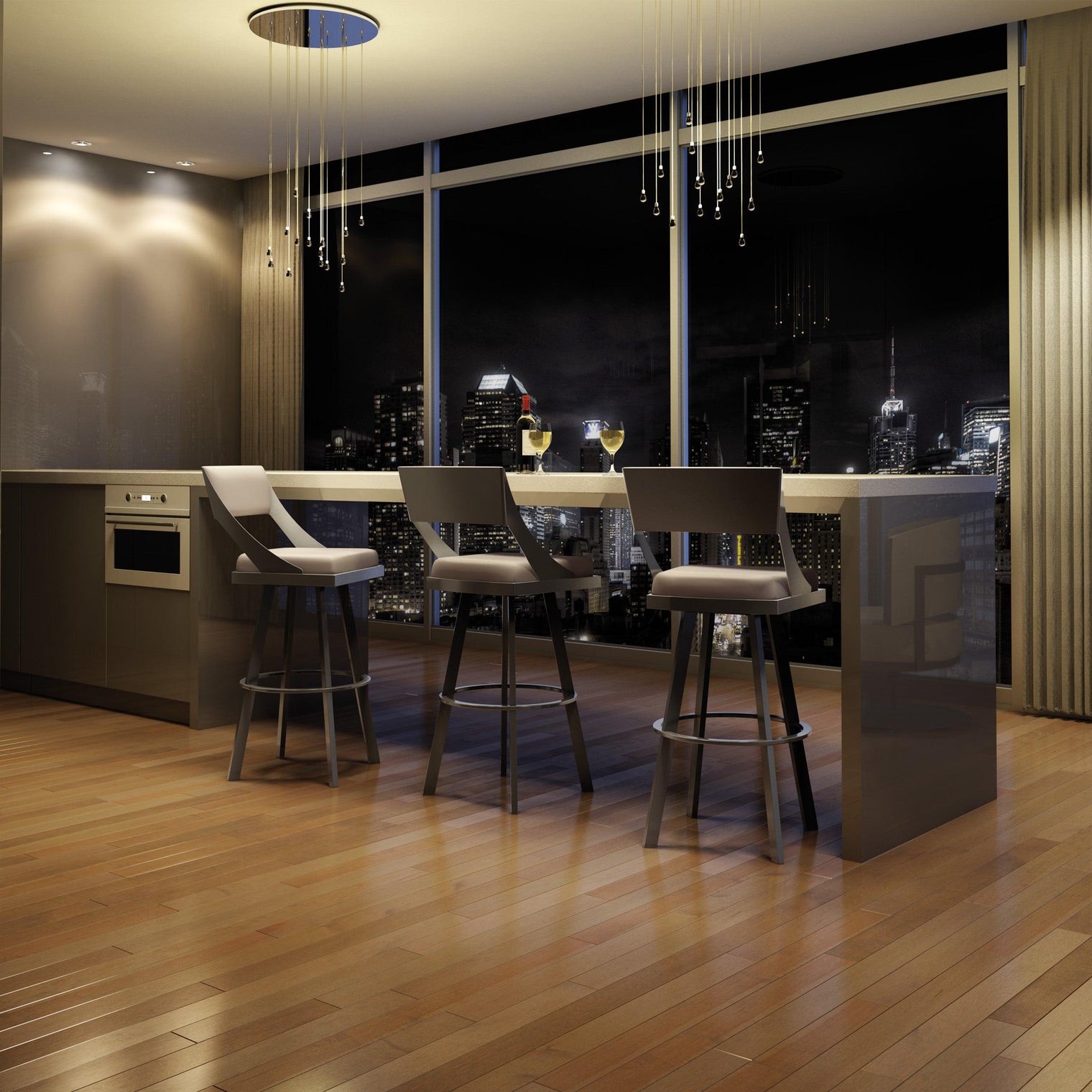 Fame - Swivel Stool with Upholstered Seat and Backrest by Amisco - 41468 - Stools Canada