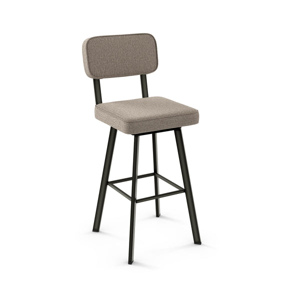 Brixton - Swivel Stool with Upholstered Seat and Backrest by Amisco - 41536 - Stools Canada