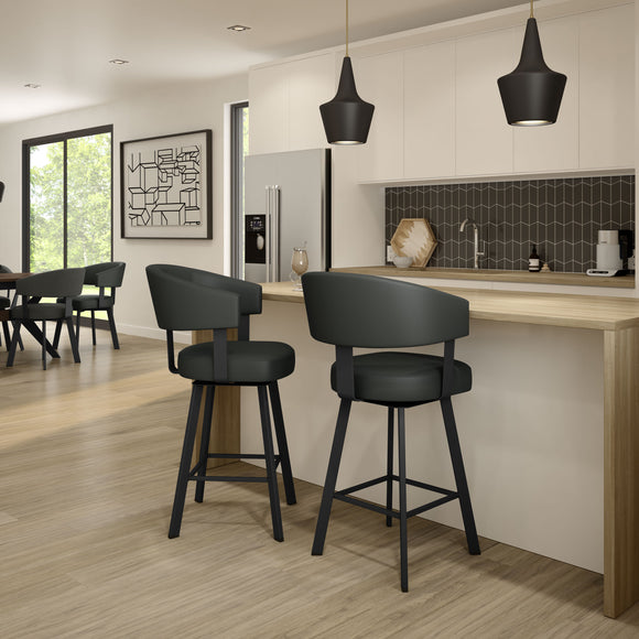 Grissom - Swivel Stool with Upholstered Seat and Backrest by Amisco - 41560 - Stools Canada