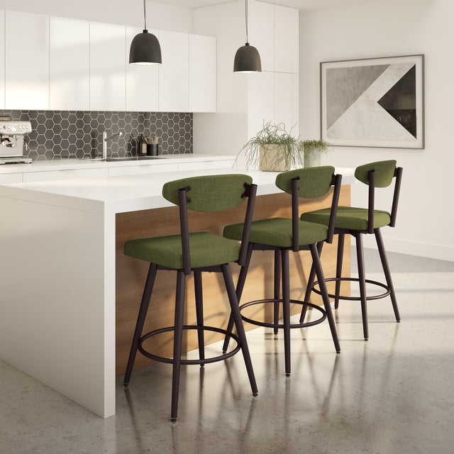 Wilbur - Swivel Stool with Upholstered Seat and Backrest by Amisco - 41570 - Stools Canada