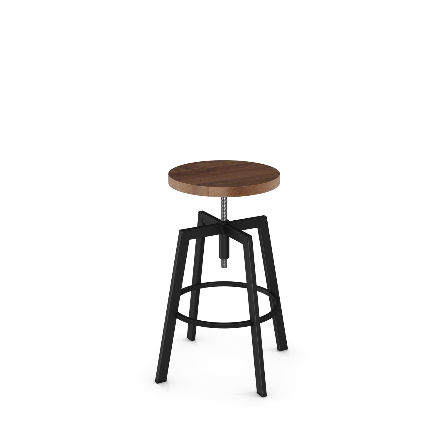 Architect - Adjustable Backless Screw Stool with Distressed Wood Seat by Amisco - 42563 - Stools Canada