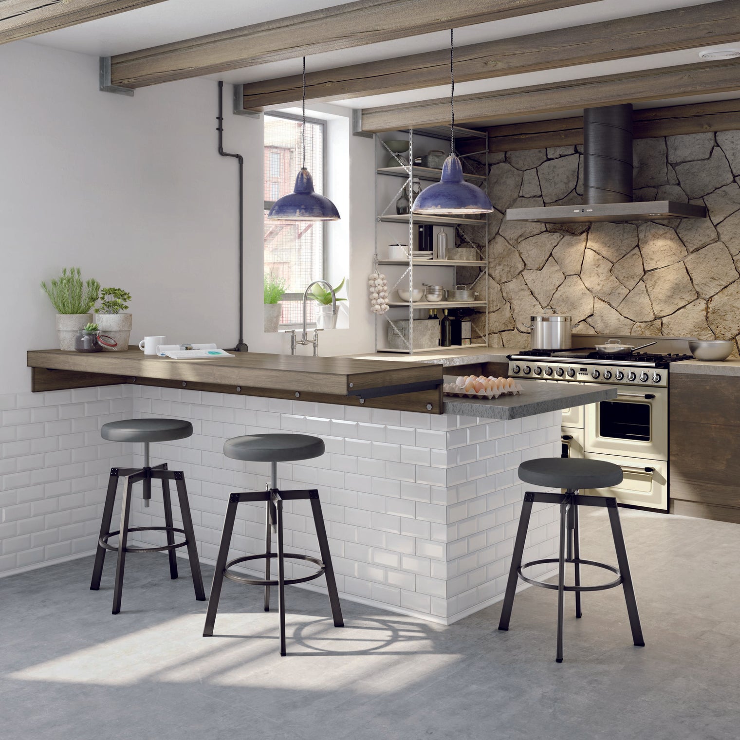 Architect - Adjustable Backless Screw Stool with Upholstered Seat by Amisco - 42563 - Stools Canada