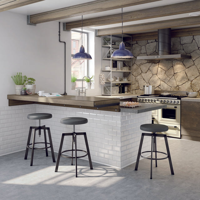 Architect - Adjustable Backless Screw Stool with Upholstered Seat by Amisco - 42563 - Stools Canada