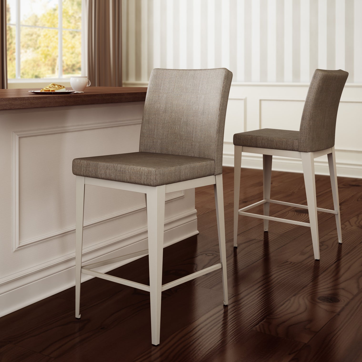 Pablo - Stationary Stool with Upholstered Seat and Backrest by Amisco - 45304 - Stools Canada