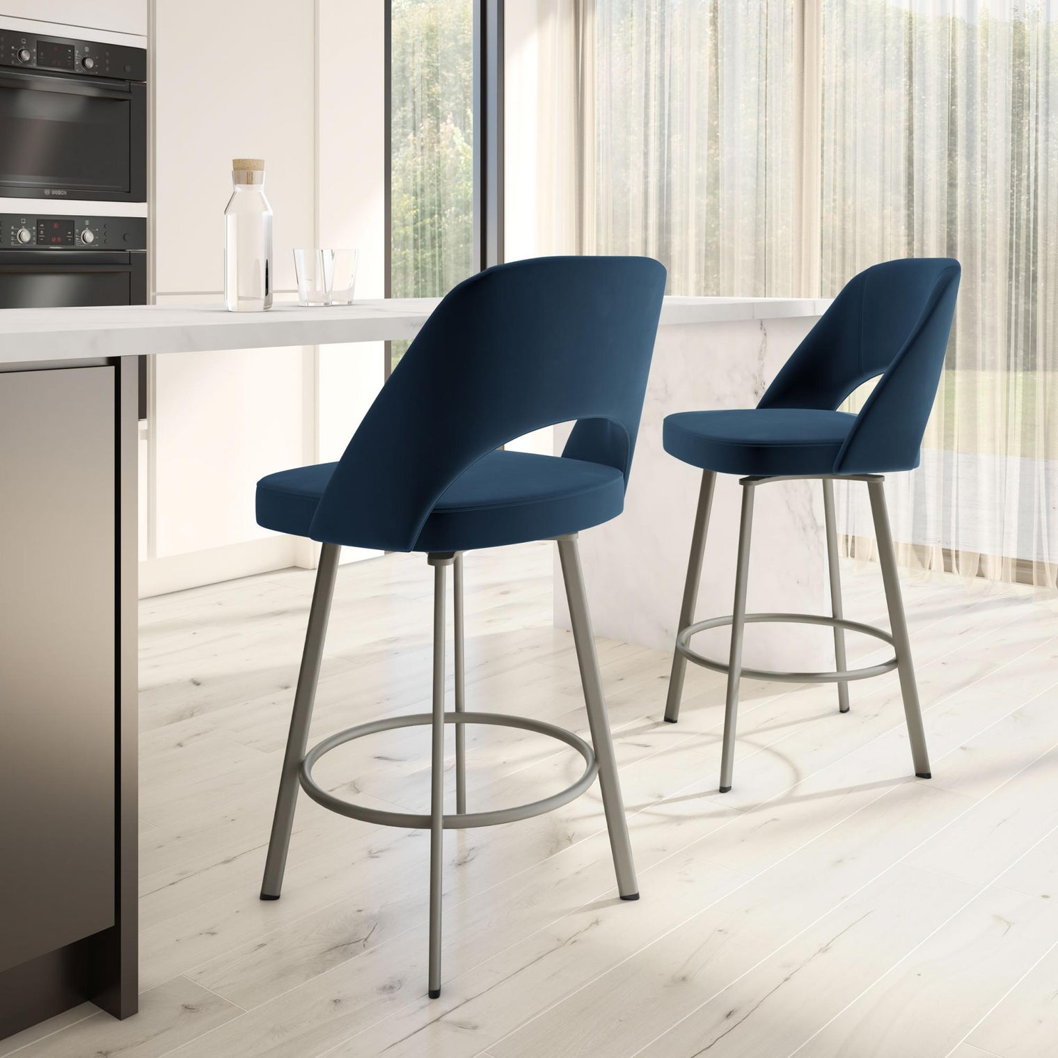 Scarlett Swivel Stool with Upholstered Seat and Back by Amisco 41344 - Stools Canada