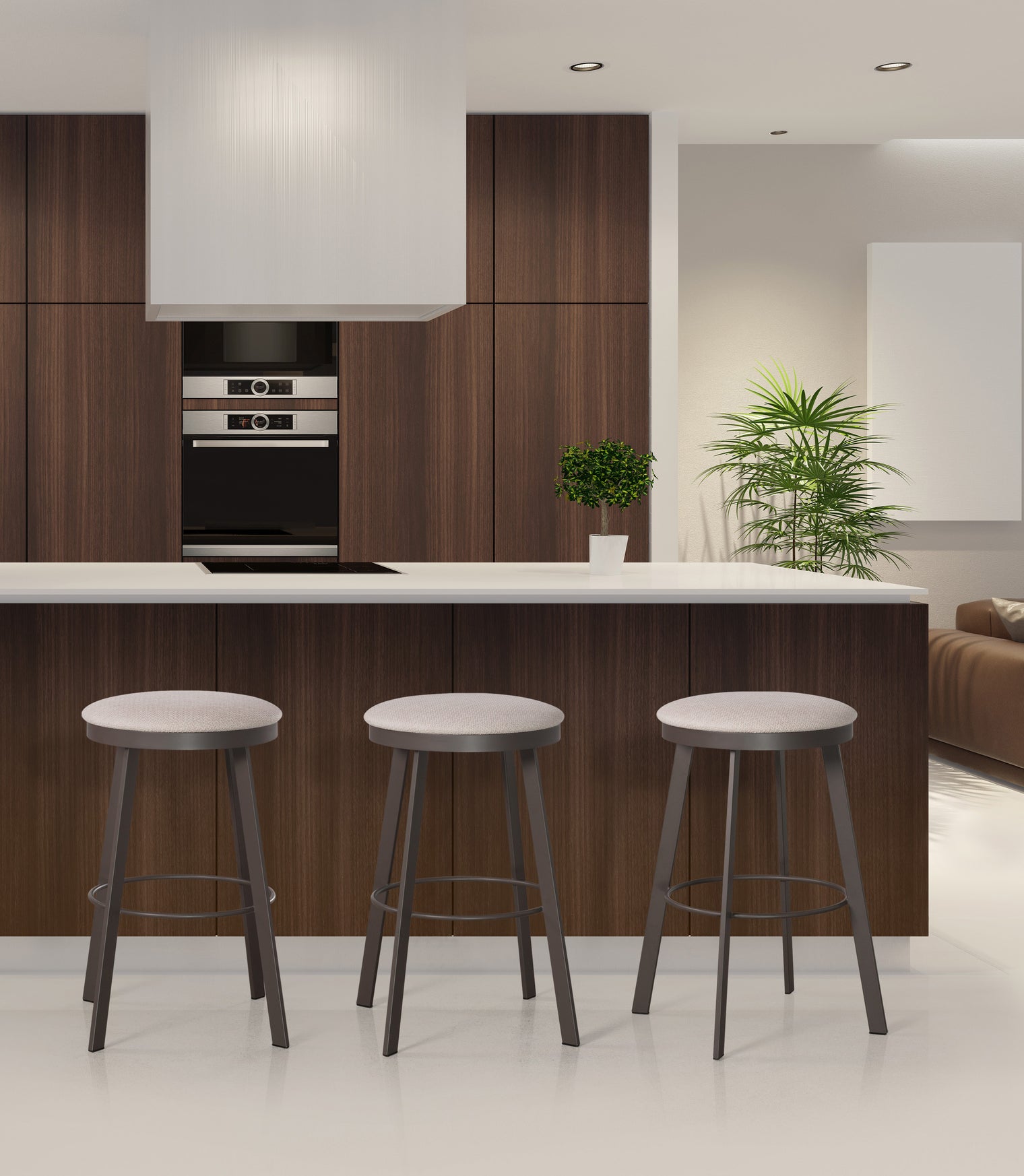 Ally - Backless Swivel Stool with Upholstered Seat by Trica - Stools Canada