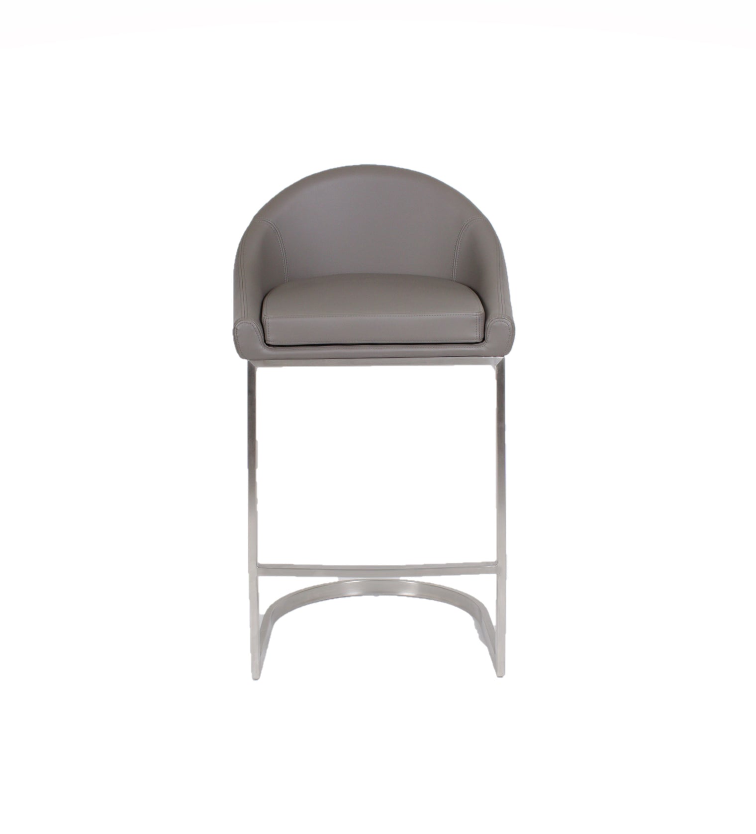 Ashley - Stationary Stool with Faux Leather Grey Seat and Backrest by Furnishings Mate - Brushed Stainless Steel Frame - Stools Canada