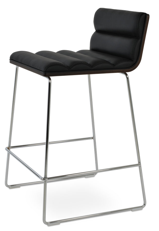 Corona - Comfort Wire Stool with Black Leatherette and Chrome Wire Base by BNT sohoConcept - Stools Canada