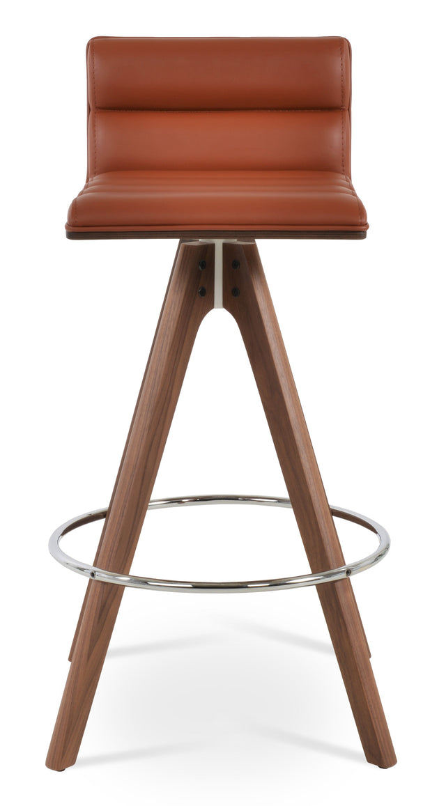 Corona - Comfort Pyramid Swivel Stool with Cinnamon PPM Seat and Beech Walnut Finished Wood Base by BNT sohoConcept - Stools Canada