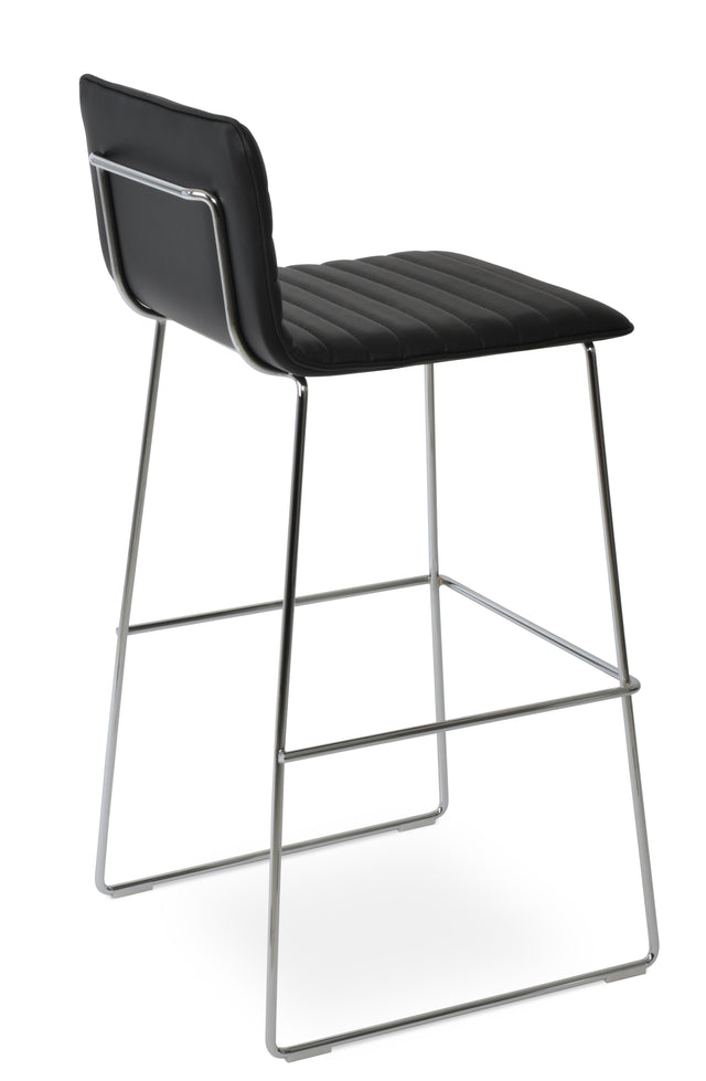 Corona - Wire Full UPH Stool with Black Leatherette Seat and Chrome Wire Base by BNT sohoConcept - Stools Canada