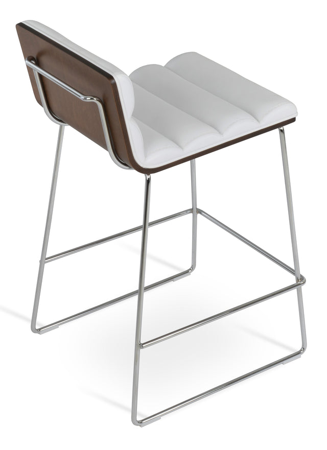 Corona - Comfort Wire Stool with White Leatherette and Chrome Wire Base by BNT sohoConcept - Stools Canada
