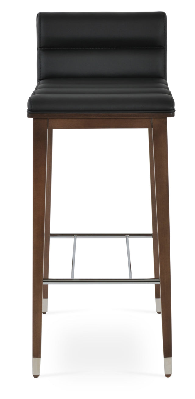 Corona - Comfort Stool with Black Leatherette Seat and Beech Walnut Finished Wood Base by BNT sohoConcept - Stools Canada