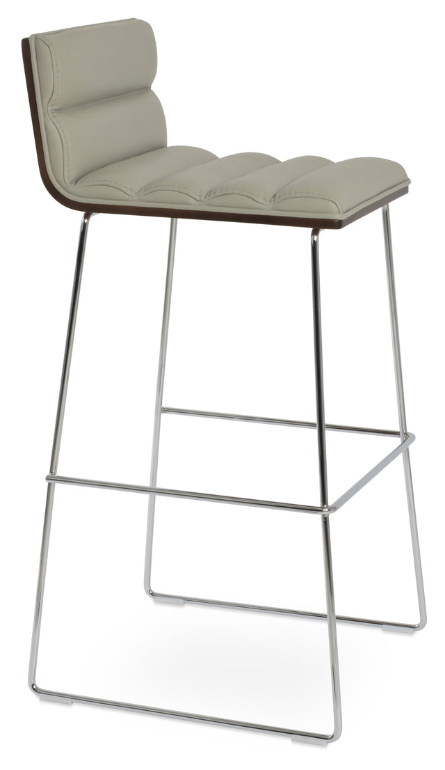 Corona - Comfort Wire Stool with Light Grey Leatherette and Chrome Wire Base by BNT sohoConcept - Stools Canada