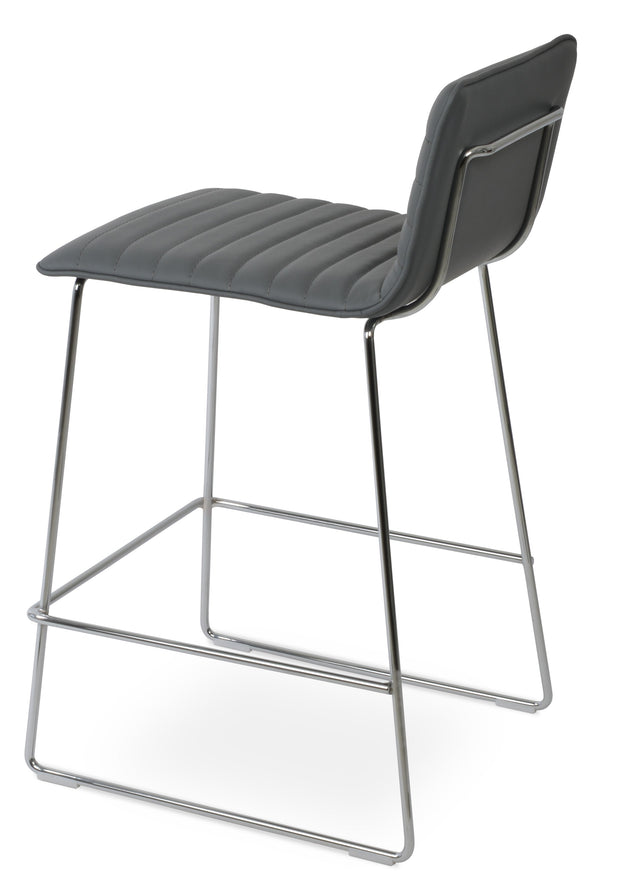 Corona - Wire Full UPH Stool with Grey Leatherette Seat and Chrome Wire Base by BNT sohoConcept - Stools Canada