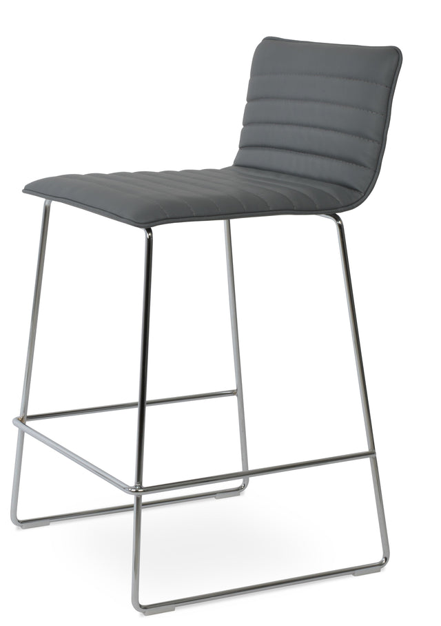 Corona - Wire Full UPH Stool with Grey Leatherette Seat and Chrome Wire Base by BNT sohoConcept - Stools Canada
