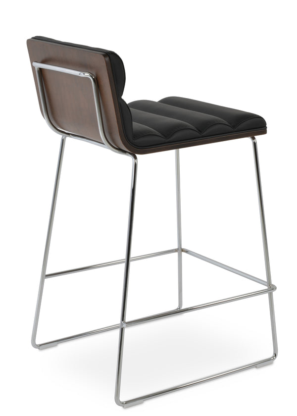 Corona - Comfort Wire Stool with Black Leatherette and Chrome Wire Base by BNT sohoConcept - Stools Canada