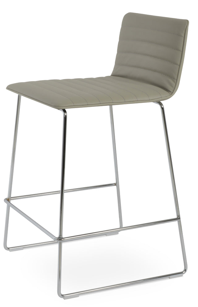 Corona - Wire Full UPH Stool with Light Grey Leatherette and Chrome Wire Base by BNT sohoConcept - Stools Canada