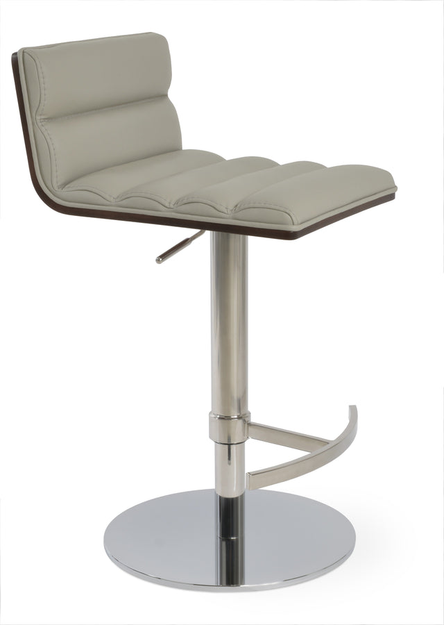 Corona - Comfort Piston Stool with Light Grey Leatherette and Stainless Steel Base by BNT sohoConcept - Stools Canada
