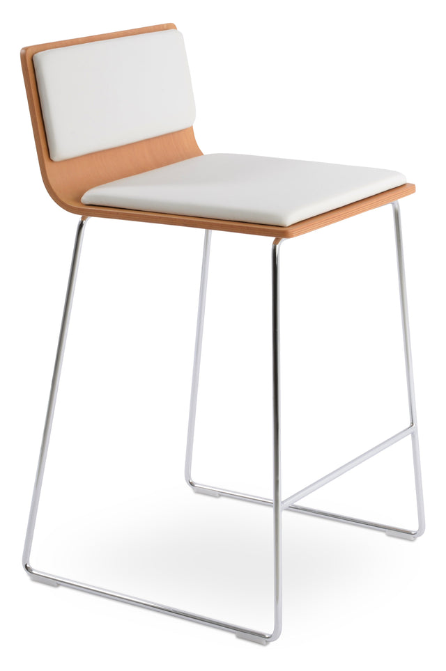 Corona - Wire Stools with White Leatherette Seat and Chrome Wire Base by BNT sohoConcept - Stools Canada