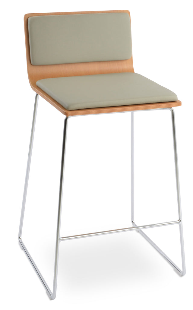 Corona - Wire Stools with Light Grey Leatherette Seat and Chrome Wire Base by BNT sohoConcept - Stools Canada