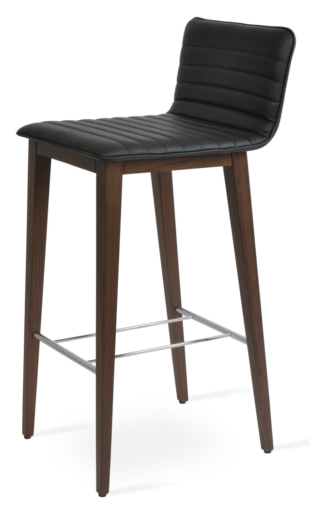 Corona - Full UPH Stool with Black Leatherette Seat and Beech Walnut Finished Wood Base by sohoConcept - Stools Canada