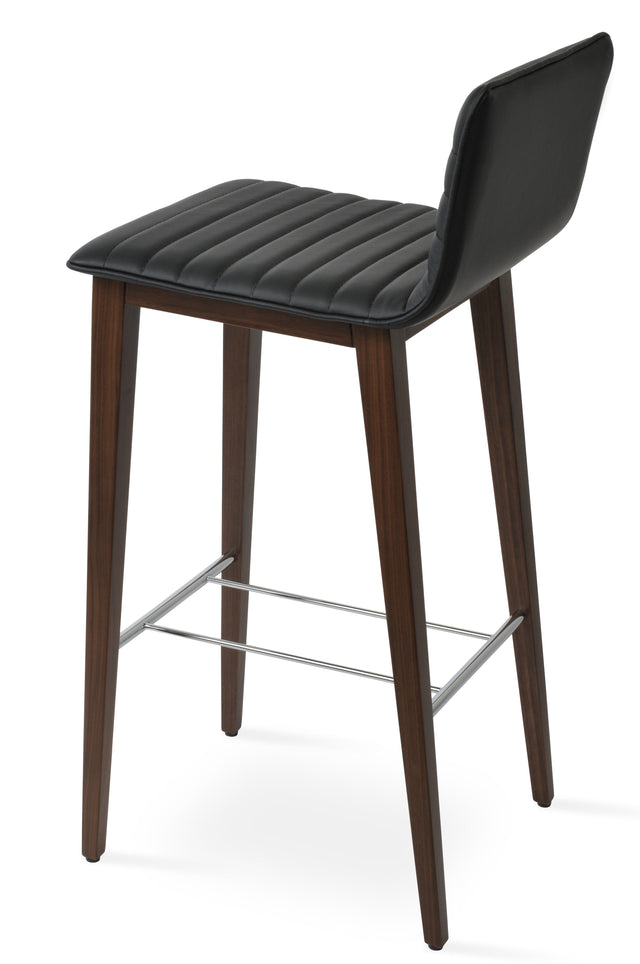 Corona - Full UPH Stool with Black Leatherette Seat and Beech Walnut Finished Wood Base by sohoConcept - Stools Canada
