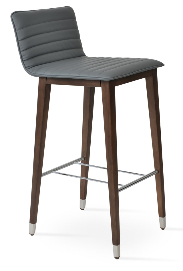 Corona - Full UPH Stool with Grey Leatherette Seat and Beech Walnut Finished Wood Base by BNT sohoConcept - Stools Canada