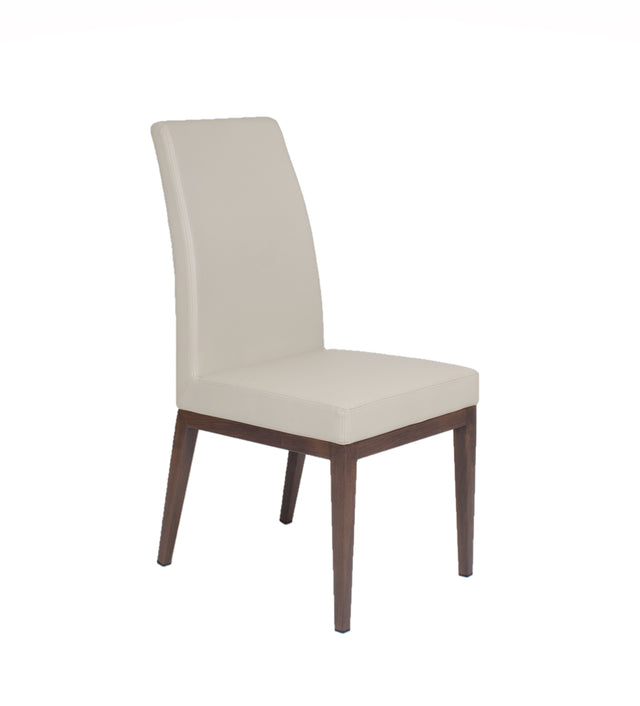 Erika – Stationary Chair with Faux Leather Cream Seat and Backrest by Furnishings Mate – Faux Wood Walnut Steel Frame - Stools Canada