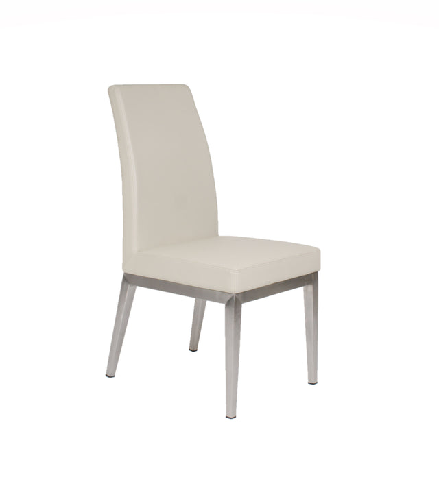 Erika – Stationary Chair with Faux Leather Cream Seat and Backrest by Furnishings Mate – Brushed Stainless Steel Frame - Stools Canada