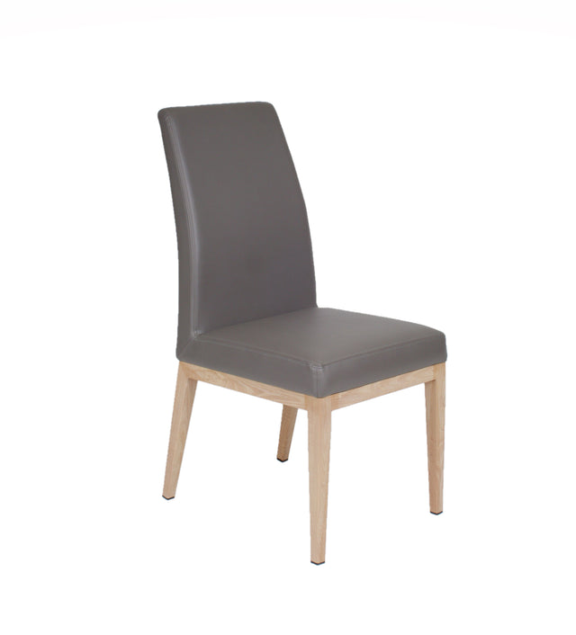 Erika – Stationary Chair with Faux Leather Grey Seat and Backrest by Furnishings Mate – Faux Wood White Oak Steel Frame - Stools Canada