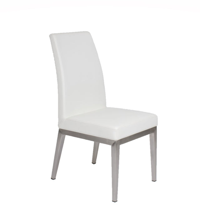 Erika – Stationary Chair with Faux Leather White Seat and Backrest by Furnishings Mate – Brushed Stainless Steel Frame - Stools Canada