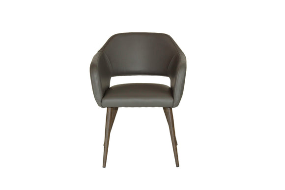 Friday – Stationary Chair with Faux Leather Grey Seat and Backrest by Furnishings Mate – Faux Wood Walnut Steel Frame - Stools Canada